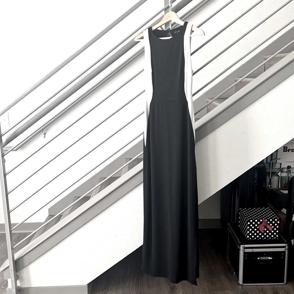 NWOT AQUA Maxi Deep Keyhole Back Dress Side Slit,M
